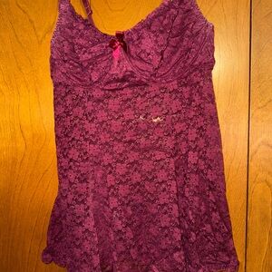 Elegant Lace Underwire Babydoll in Deep Purple